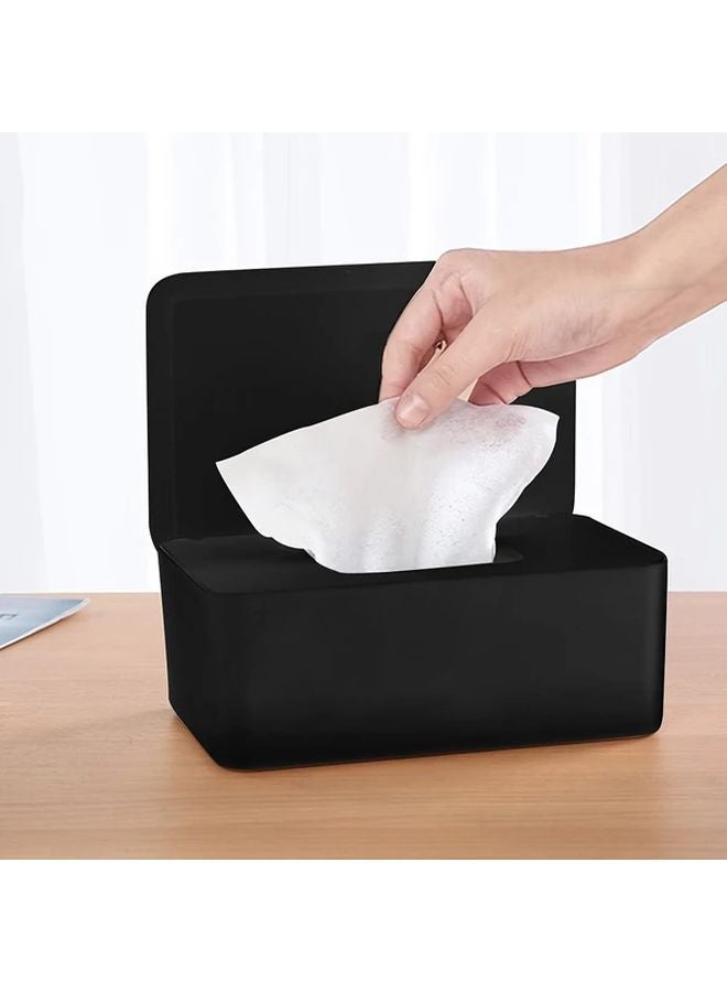 صندوق توزيع المناديل المبللة الأسود الرطب والجديد مع غطاء لتنظيم المنزل والمكتب - Image 2